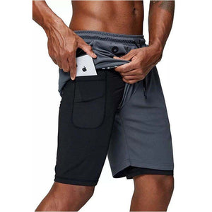Men's music shorts 2 in 1 running shorts security pockets shorts quick drying sports shorts built-in pockets hip zipper pockets