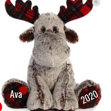 Load image into Gallery viewer, Large Plaid Personalized Moose With Diabetes Ribbon