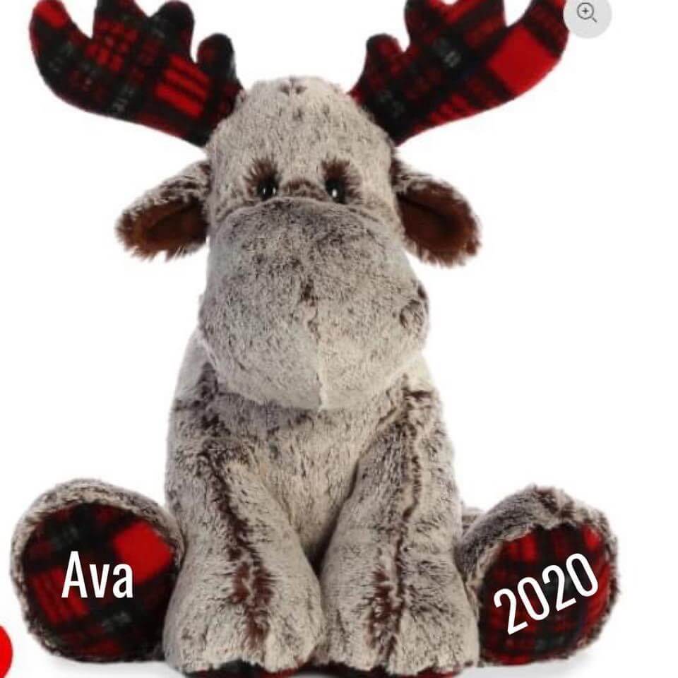 Large Plaid Personalized Moose With Diabetes Ribbon