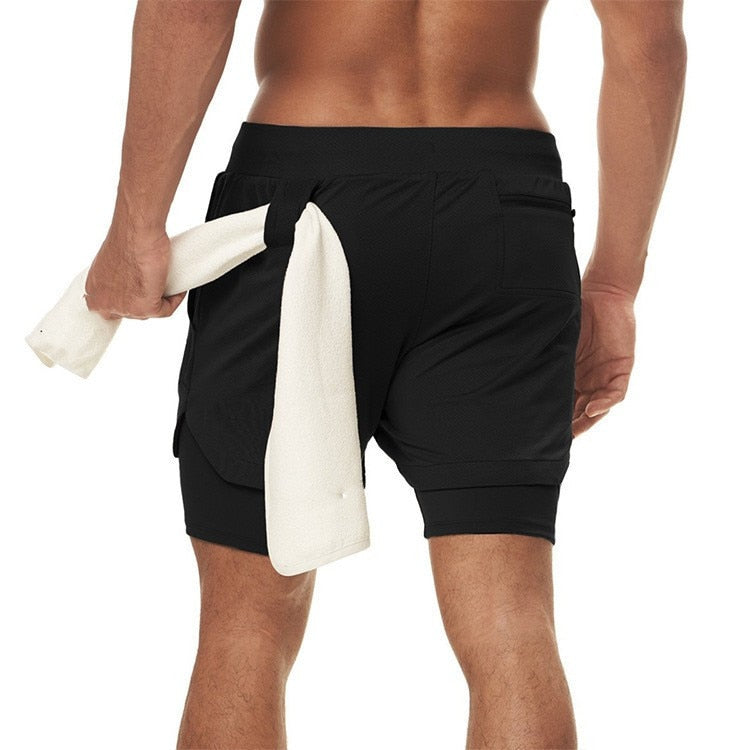 Men's 2-in-1 Running Shorts Breathable Quick Drying Active Training Shorts