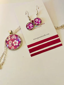 Purple Floral Necklace Set